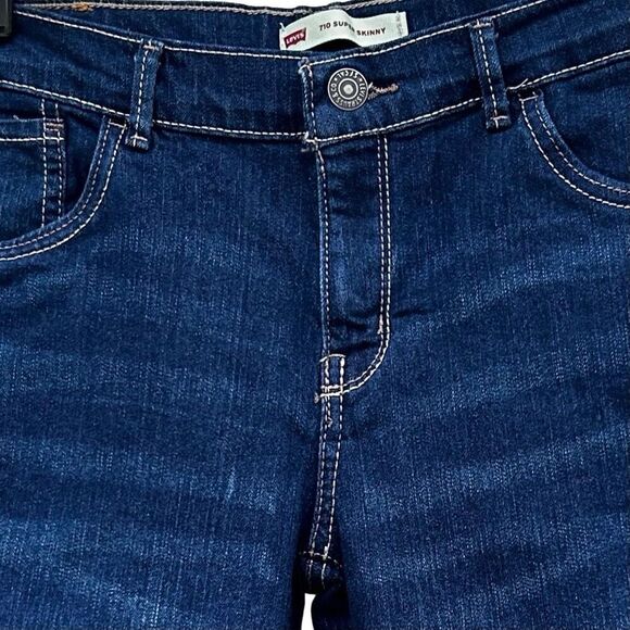 New Levi's 710 Super Skinny Jeans Girls Size 16 Dark Wash Slim Fit Adjustable - Picture 3 of 11